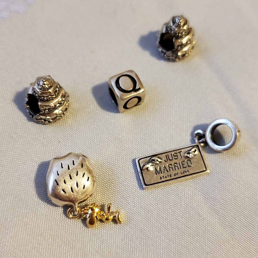 Sterling silver Pand style charms. 5 lot.